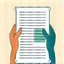 Hands reviewing a printed proof of calligraphy with a satisfaction gesture